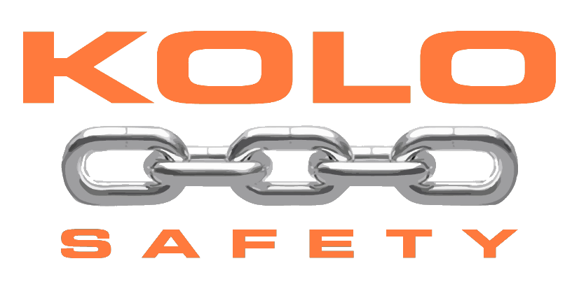 Kolo Safety Logo - orange text with silver chain